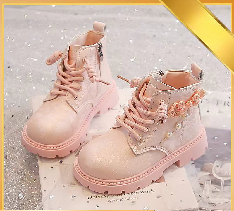 Autumn and Winter New Women's Children's Short Boots Soft Bottom Princess Martin Boots Large Children's Shoes British Trendy Leather Bo