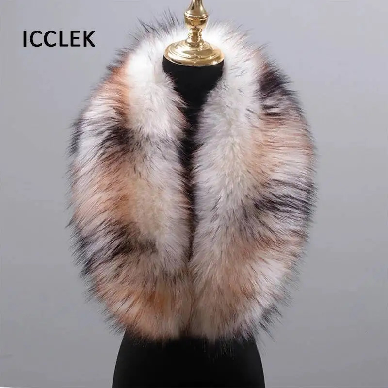 Women Faux Fur Collar Winter Warm Shawl Scarf Raccoon Fur Collar Jackets Coat Hat Strip Large Size Fur Collar 250928
