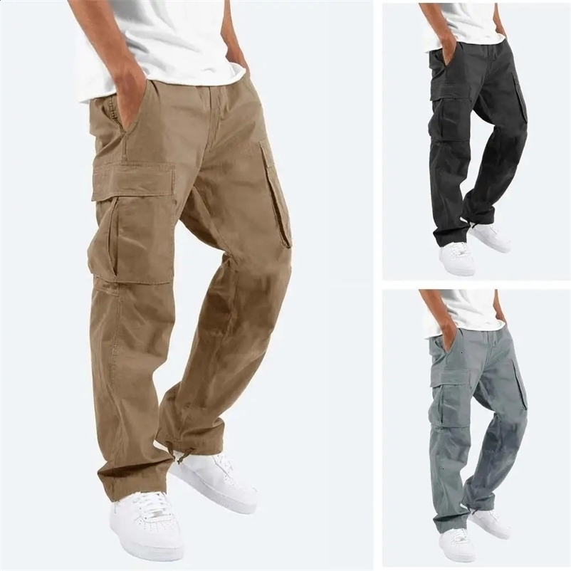Mens loose straight oversized clothing gray casual workwear black runner cotton casual mens Trouser 240924