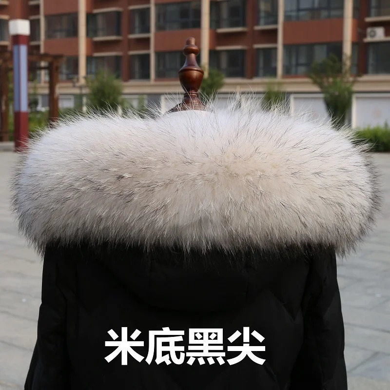 Natural Real Raccoon Fur Collar winter women Down Coat Hood Decor Fur Trim Warmer Fur Scarf Ladies Genuine Shawls 250928