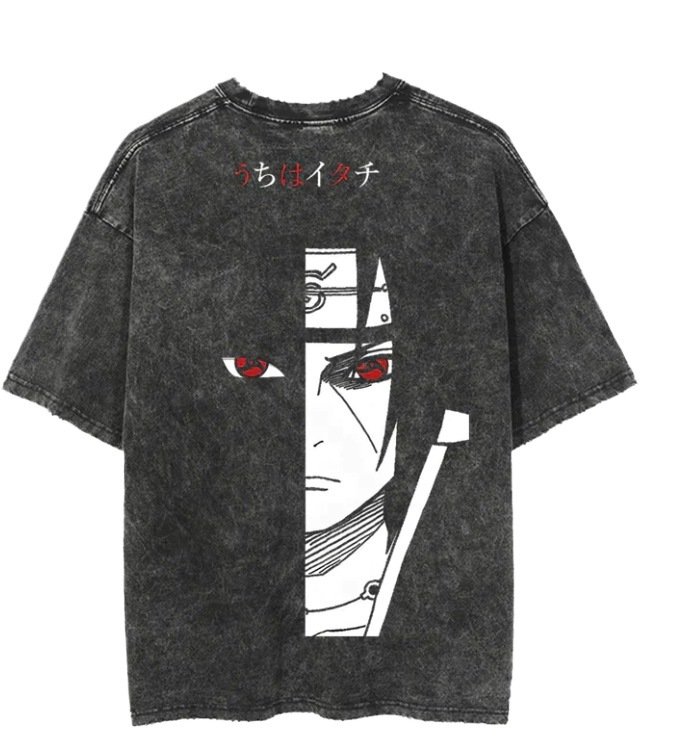 New Washed Vintage Cotton Cartoon Anime Print Street Retro T-Shirt Casual Top - TT8511