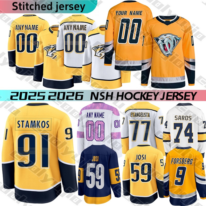 NSH Nashvilles Predators Hockey Jersey Roman #59 Josi #90 O'Reilly Forsberg jersey Stamkos Jonathan Marchessault Juuse Saros Haula jersey 2025 mens hockey jerseys