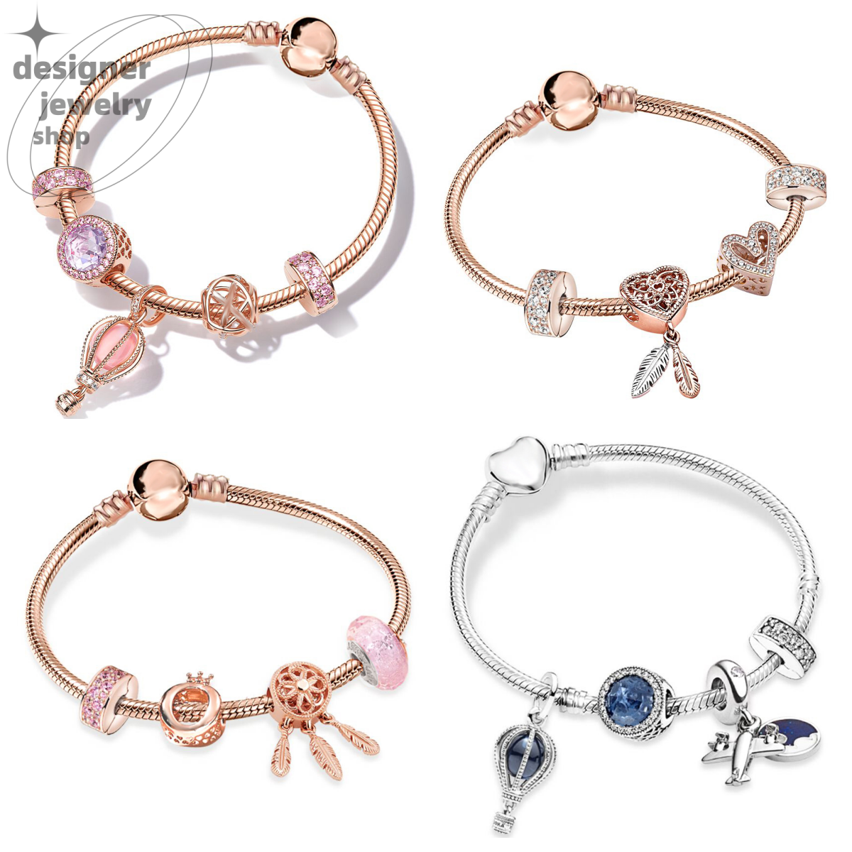 Designer Bracelet Charm Bracelet Women's Bracelet: High quality Fashion Balloon Cat Eye Rose Gold Bracelet - Blue Airplane Silver Bracelet, Gift for Women Size 17-21cm