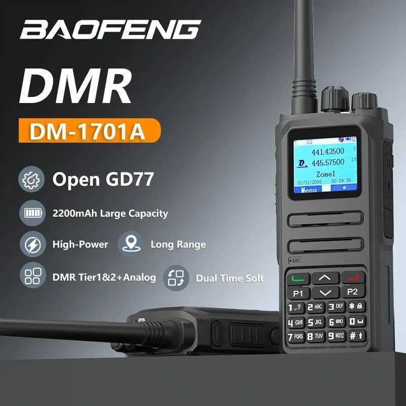 Baofeng Walkie Talkie DM1701A DMR Dual Mode Analog and Digital Radio Tier 12 DualTime Slot DM1701 Ham DualBand DM1801 DM5RXJ250928