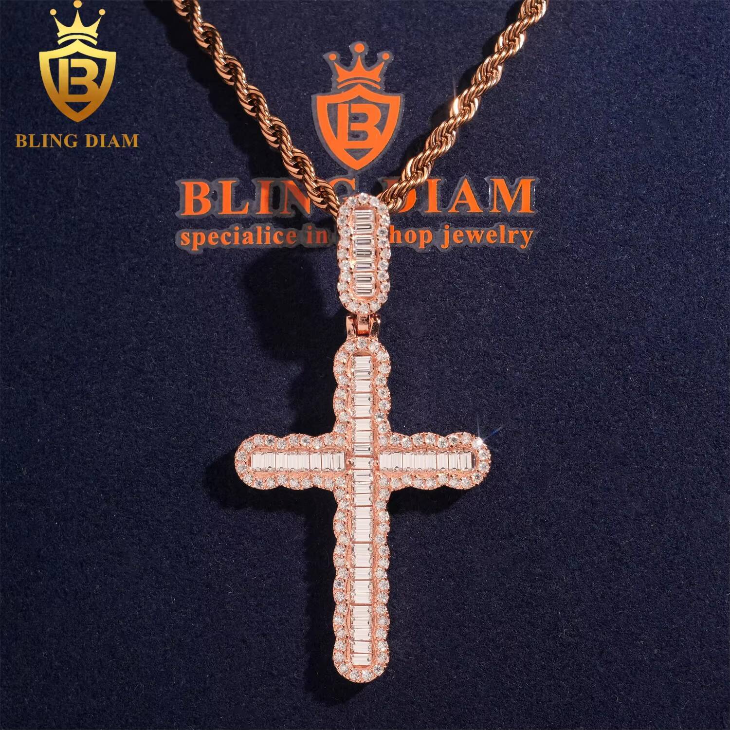 Wholesale Price Hip Hop Rapper Cross Jesus Pendant Vintage Jewelry Iced Out Vvs Moissanite 925 Sterling Silver