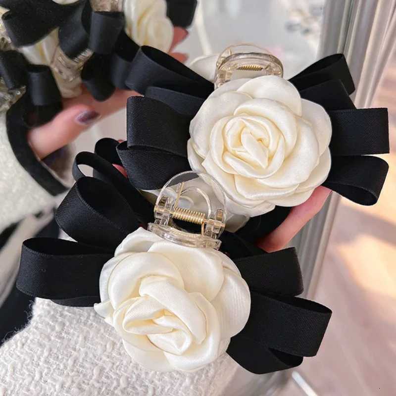 Advanced Elegant Camellia Flower Bow Hair Claws Clip Bows Knot French pin Back Accessories for Women W250928