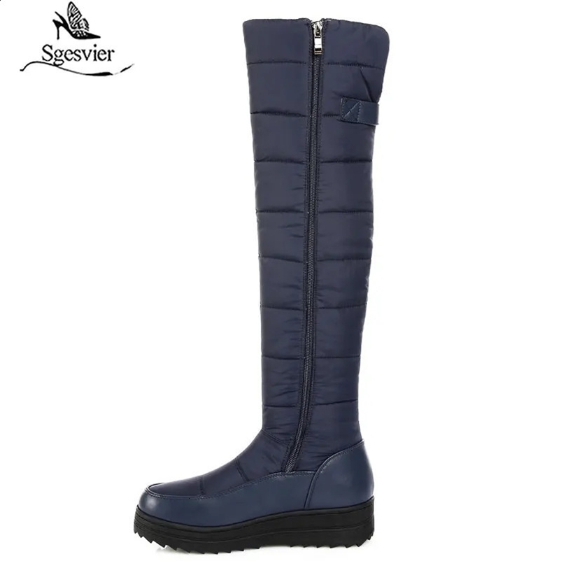SGESVIER high quality down warm snow boots women platform thigh high boots ladies zipper winter shoes over the knee boots241226bj