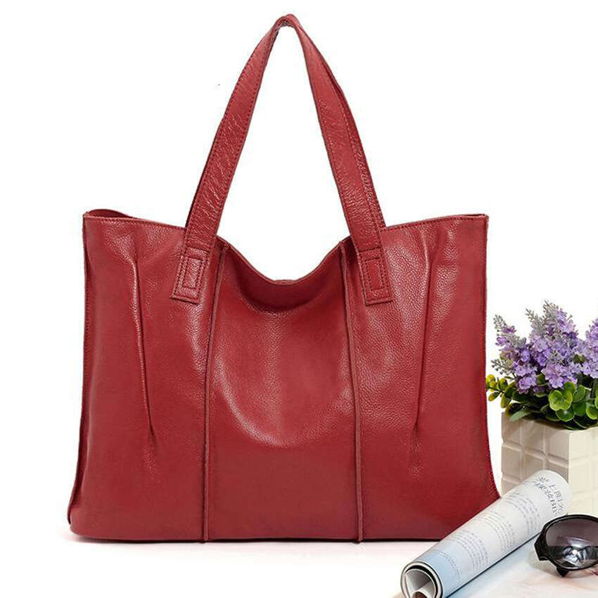 designer bag Luxury bag First Layer Cowhide Single Shoulder Simple Tote Bag Versatile Women's Commuting Casual Handbag