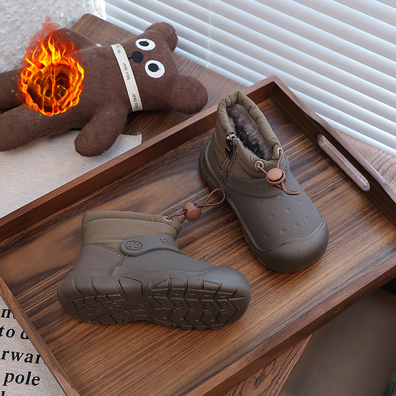 Winter sports style wool lined waterproof children's snow boots, thickened boys' cotton shoes, girls' snow cotton shoes, designer shoes