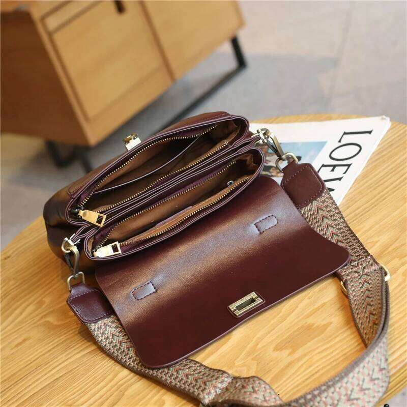 Hifashion Vintage Genuine Leather Handbags For Women 2025 Designer Satchel Tote Wide Strap Ladies Shoulder Crossbody Bags