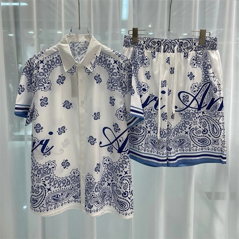 Men Shirt Sets 3d Print Vintage Ethnic Style Short Sleeve Casual Oversized Beach Shorts Summer Man Hawaiian Suits Clothes 240625