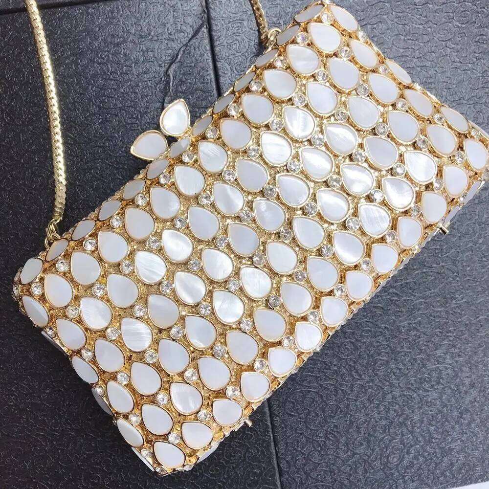 XIYUAN Women Evening Clutch Bag Bridal Wedding Elegant Party Handmade clutch purse Womens Handbags Purses Hollow Out Metallic