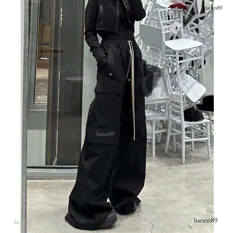 designer Men's Jeans Baggy Black Cargo Pants Women Wide Leg Casual High Street joggers Drawstring Trousers Men Goth Grunge Style Pantalones