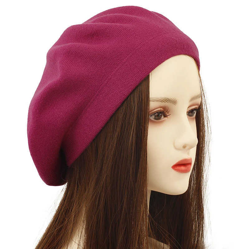 Geebro Womens Cashmere French Beret Hat Causal Plain Knit Wool Soft Berets for Ladies Knitted Artist Beret Cap Hats U250928