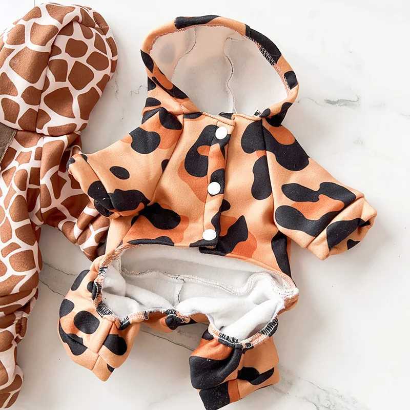 Leopard Print Pet Puppy Dog Fourlegged With Hoodie Clothes Small Dog spring and Winter Warm dog cat pet Clothes X250928