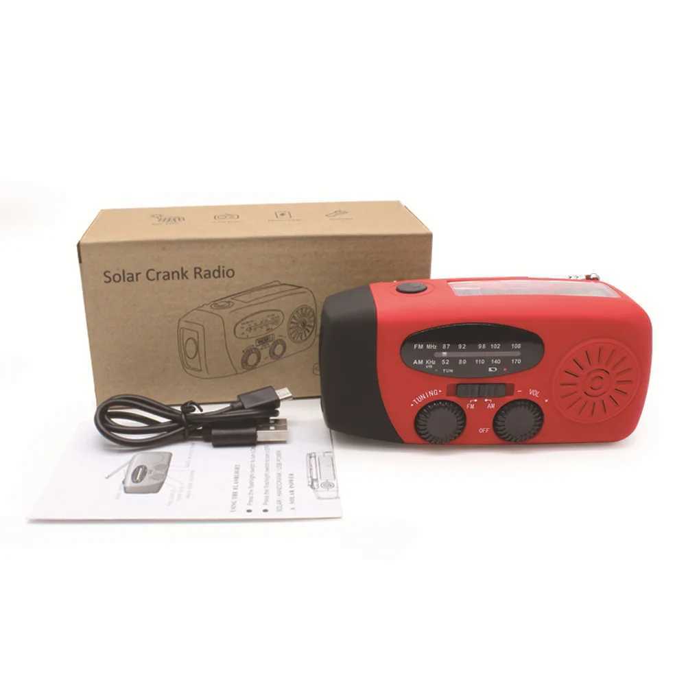Outdoor Camping Emergency Radio Solar Hand Crank Dynamo Radio FMAMNOAA 2000Mah Phone Charger Power Bank Flashlight SOS C250928