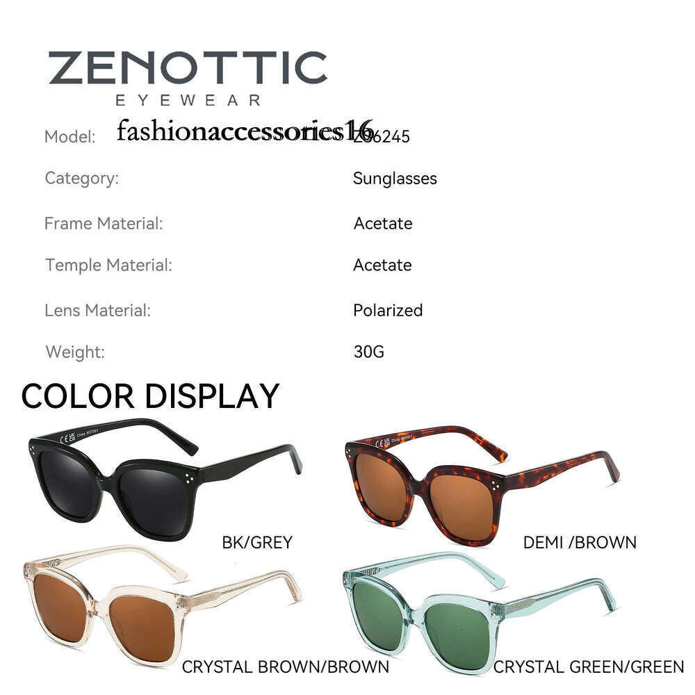 ZENOTTIC Fashion Square Polarized Sunglasses Classic Design UV400 Protection Acetate Sun Glasses Shade for Women Men