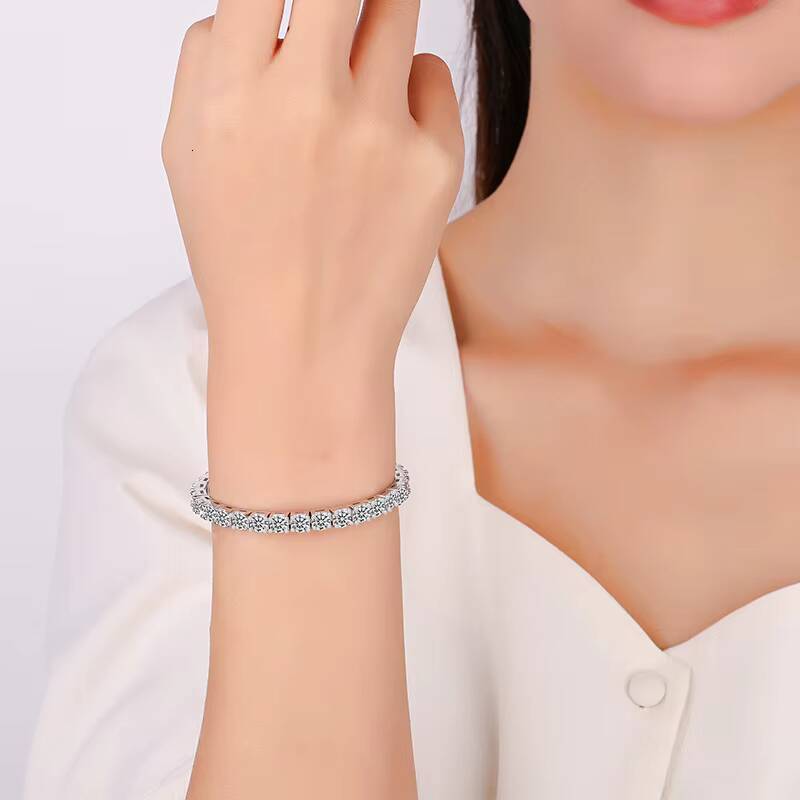 Drop Shipping 925 Silver Plated 18K Gold Moissanite Tennis Bracelet Hand Jewelry Wholesale for Men and Women