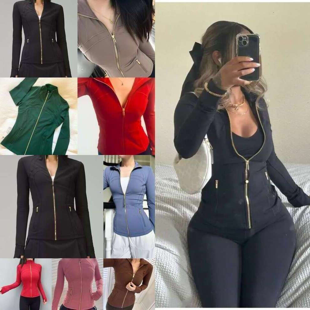 2025 Hot sell luluity lemonion Gold zip jacket Yoga Jacket Defined Workout luluity lemonion sets Jacket Sportswear Top Zipper luluity lemonion leggings