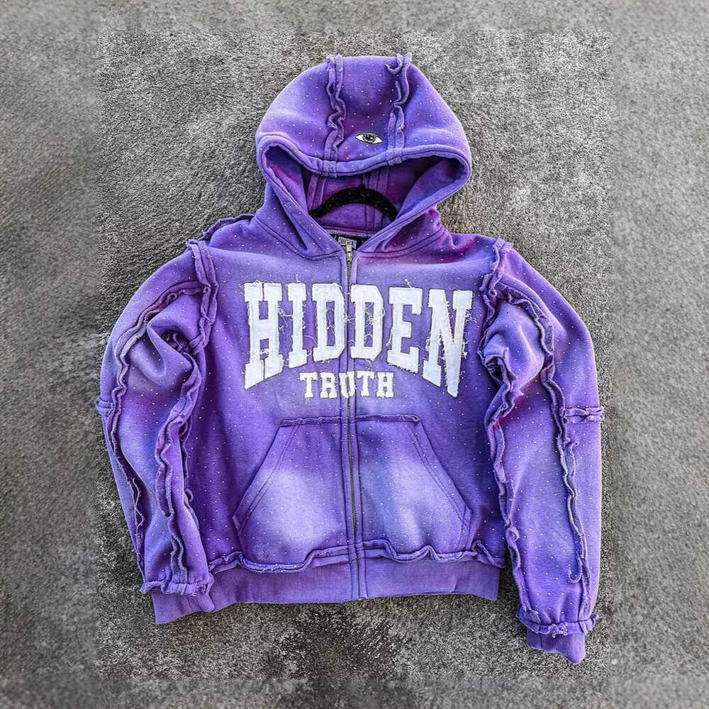 High Street Hooded Zipper Sweatshirt Loose Unisex Embroidered Hoodie Autumn Winter Style