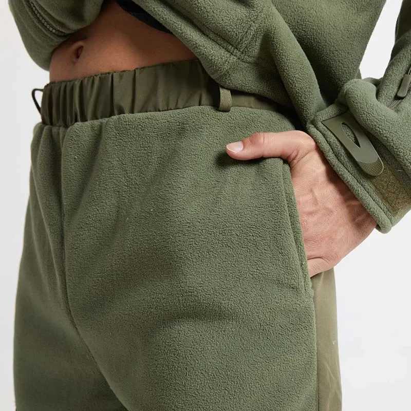 Tactical Jacket Fleece Mens Pants Zipper Pockets Jacket Thermal Suits Work Outwear Thick Warm Casual Tracksuit TwoPiece Suit W250928