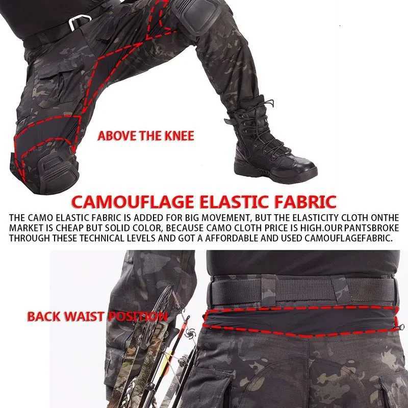 GEN3 Men Paintball Combat Cargo PantsKnee Pads Camo Airsoft Trousers Elasticity Training Tactical Pant Hunting Clothes Climbing W250928