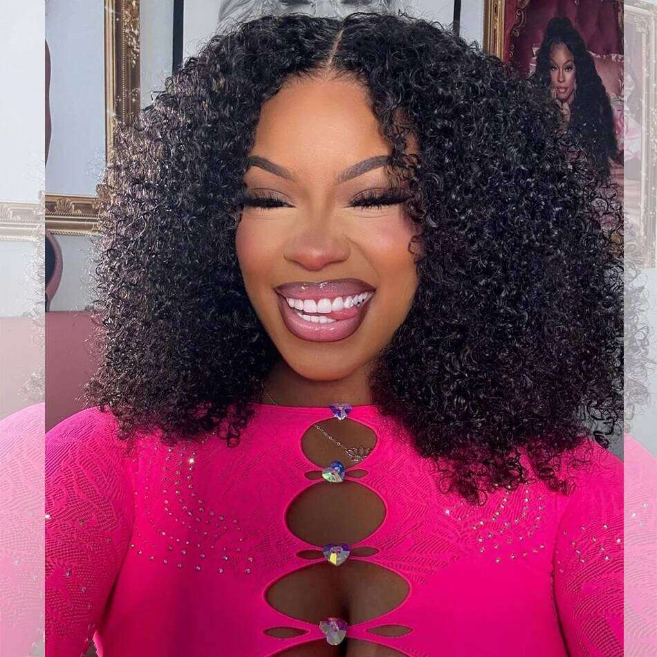 100% Glueless Human Hair Ready To Bleached Knots 6X4 Pre Cut HD Transparent Wear And Go Wigs Kinky Curly 210% Xiusiyuan2509