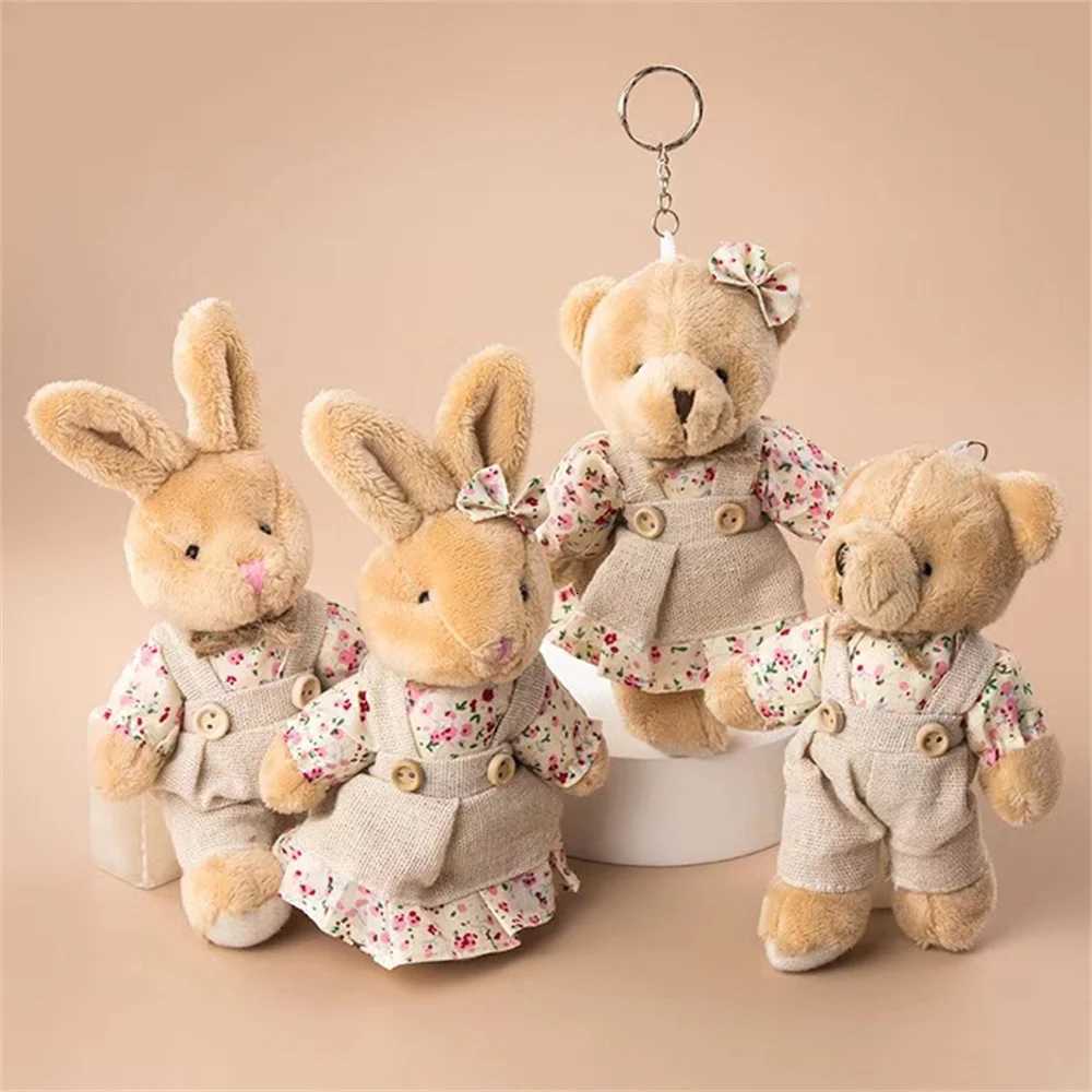 Cute Girl Fluffy Couple Rabbit Key Chain Women Plush Bear Keychain On Bag Car Trinket Jewelry Party Wedding Toy Doll Lover GiftXJ250928