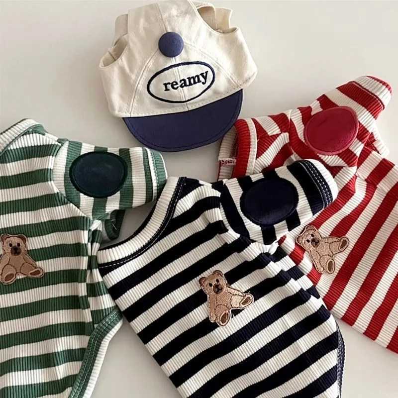 Puppy Striped Bottom Shirt Pet Dog Summer Clothes Thin Teddy TShirt Pomeranian Soft Two Legs Clothes Fashion Pet Vest X250928
