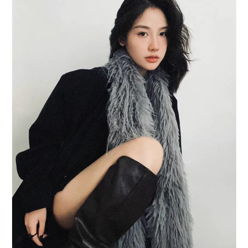 Winter Korean 200cm Long and Thick Scarf Fashionable Plush Long Strip Scarf Womens Mink Fur Y2K Girl Scarf for Warm 250928