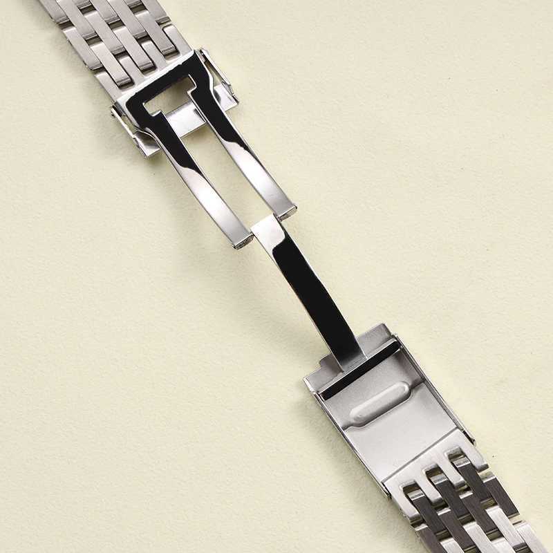 high quality 22 24mm polished silver solid stainlESS steel WATCHband for metal WATCH strAP wrist Bracelet W250928