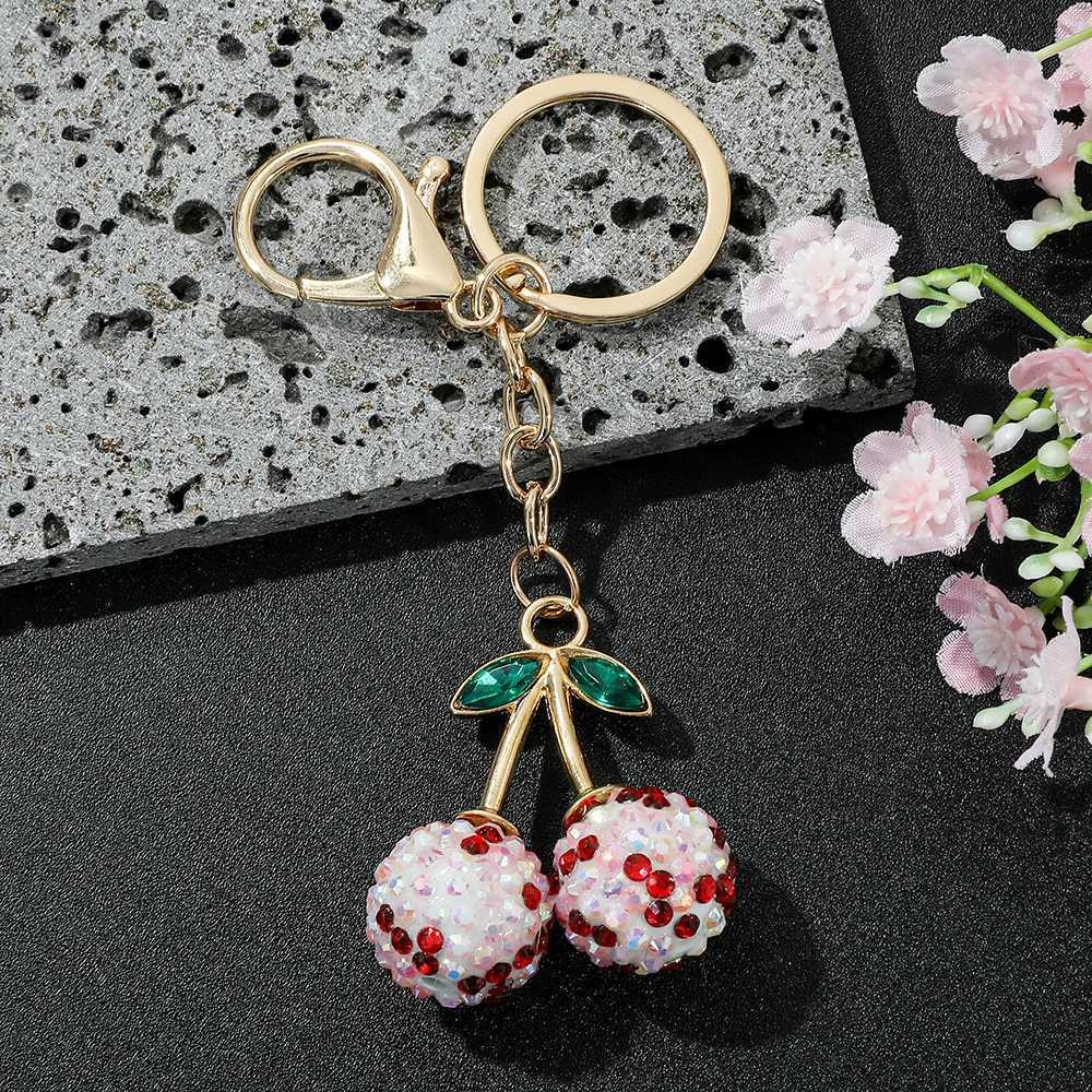 Luxury Cherry Charm Handbag Pendant Keychain for Womens Exquisite Internetfamous Crystal Cherry Bag HighGrade Pendant Y250928as