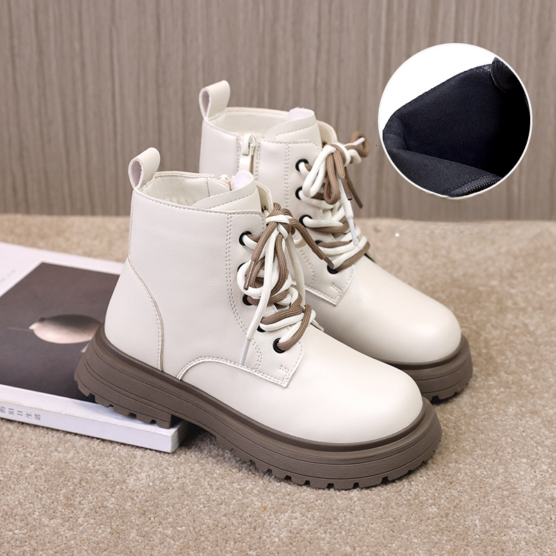 Autumn and winter new women's wool lined Martin boots, children's fashionable snow boots, girls' short boots, children's real leat