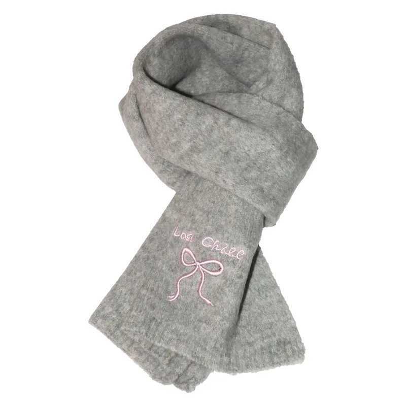 Womens Winter Scarf New Japanese Style Cute Bow Scarf Featuring Cold Proof Warm Neck Protecting Kawaii Knitted Scarf Embroidery L250928