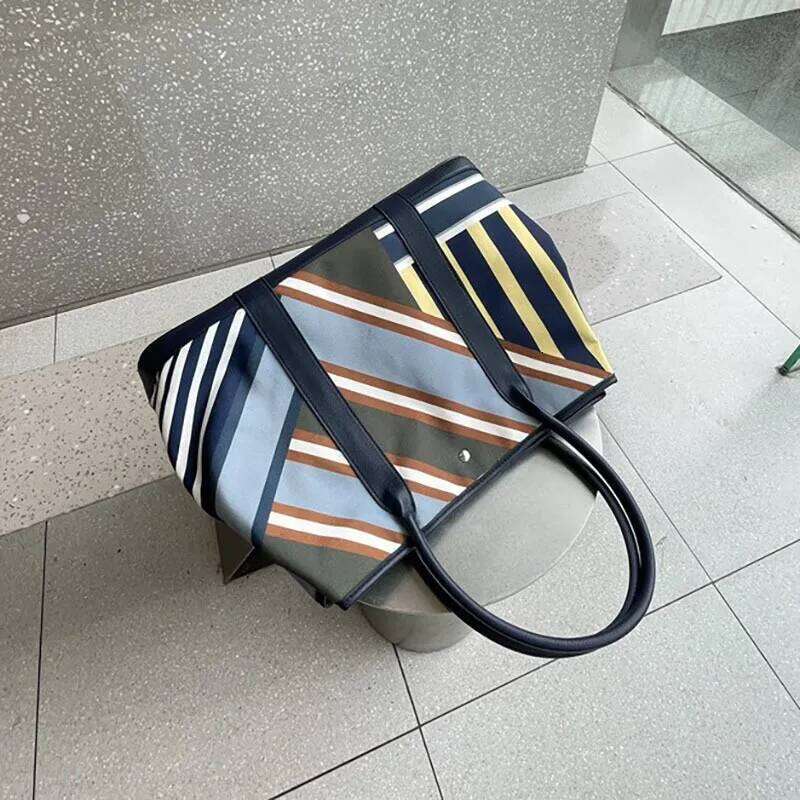 Women's Top Handle Linen Striped Canvas Large Capacity Ladies One Shoulder Underarm Bucket Bag Purses And Handbags Suotong0912 250912 Suotong2509