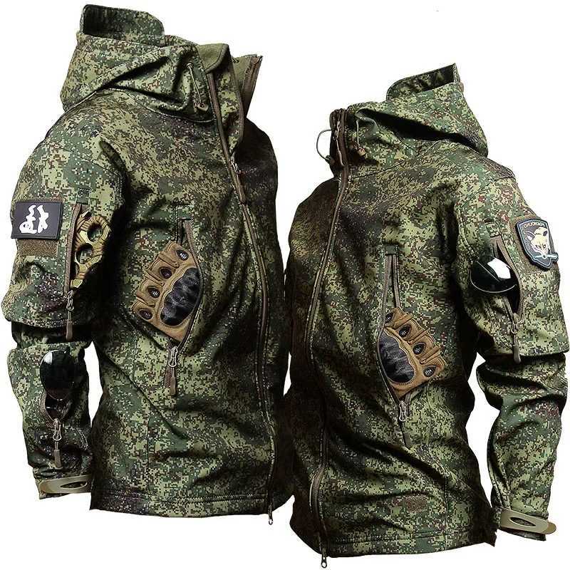 Winter Mens Thicken Tactical Camouflage Set Soft Shell Waterproof Fleece Warm Training Uniform Hooded Jacketswork Pantspad W250928
