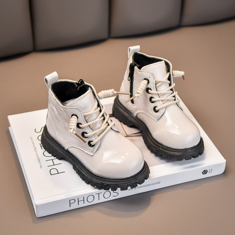 New men's and women's Martin boots, patent leather short boots, children's fashion leather boots, trendy thickened soft sole single boo