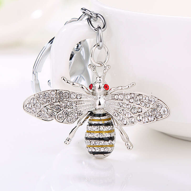 Fashion Accessories Alloy Inlaid Diamond Oil Drop Little Bee Bag Pendant Car Keychain