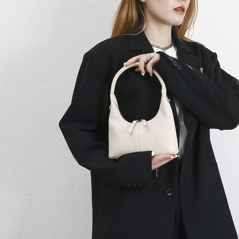 designer bag Luxury bag Cowhide Niche Design Handbag Elegant Underarm Small Versatile Crescent Shape Women's Bag