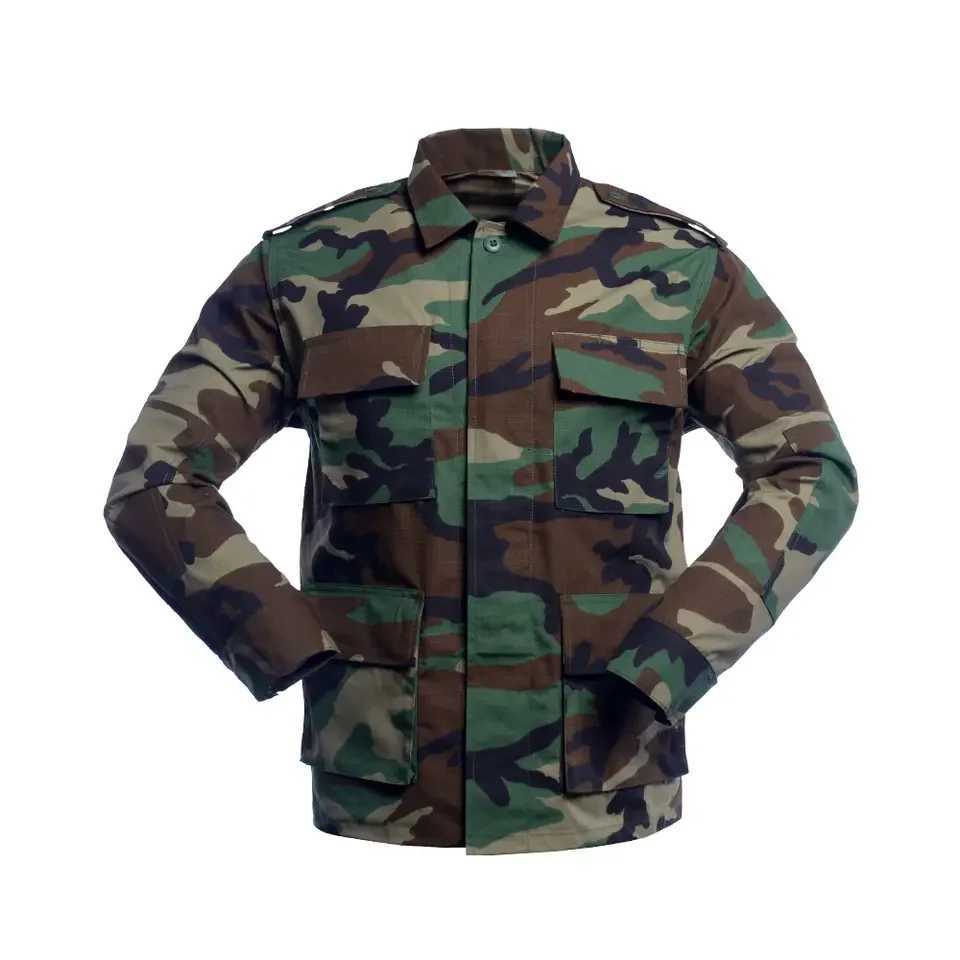 Mens Sets BDU Uniform Woodland Camouflage Uniform Four Cargo Pockets Clothes Outdoor Training Clothes Military Uniform Tactical W250928