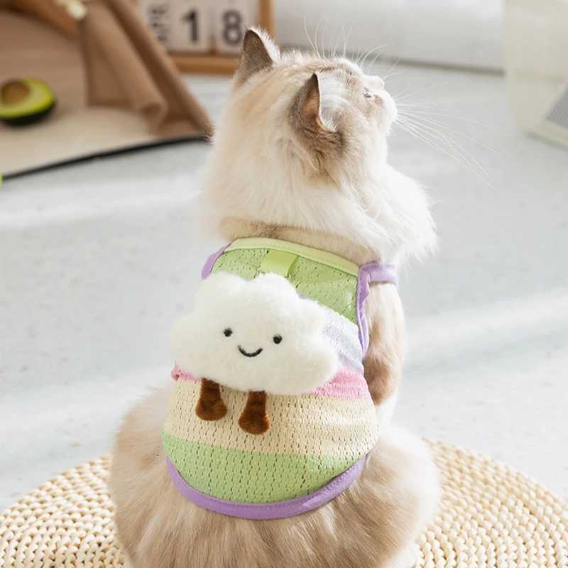 Suspenders Dog Vest Rainbow Striped Clouds Dog Summer Clothes Thin Cooling T Shirt Chihuahua Bichon Puppy Clothing Cat Vests X250928
