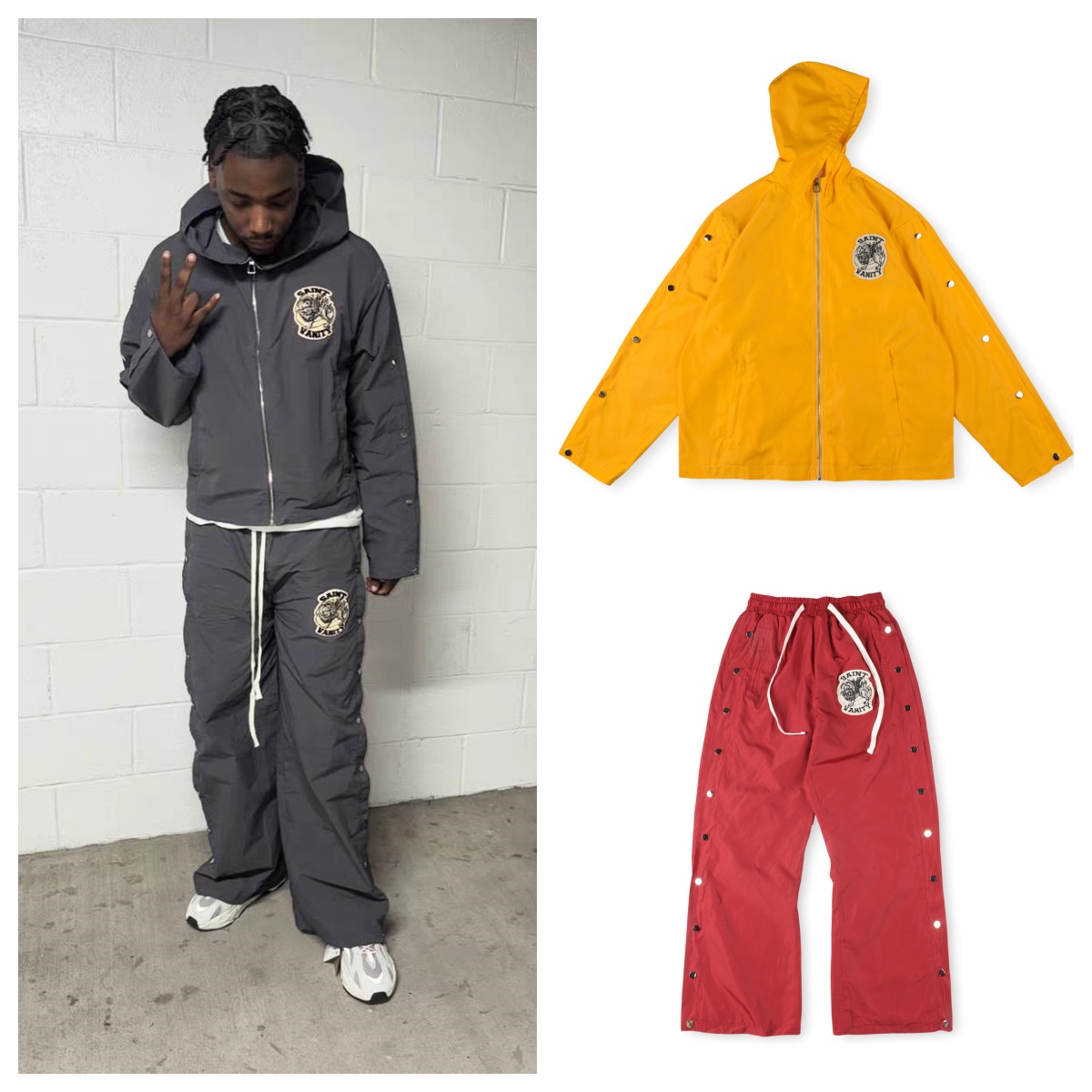 Saint Vanity Mens jacket Embroidered Zipper designer hoodie Casual Sporty Windbreaker tracksuit men Pants Strtwear t shirt Fashion hoodies coat L25102217DS