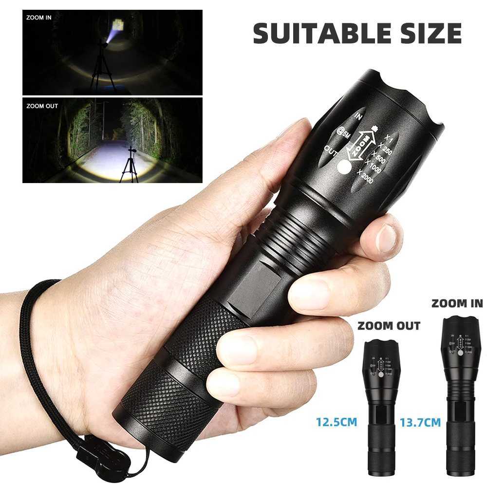 High Power Led Flashlights Camping Torch 5 Lighting Modes Aluminum Alloy Zoomable Light Waterproof Material Use 3 AAA Batteries D2509281