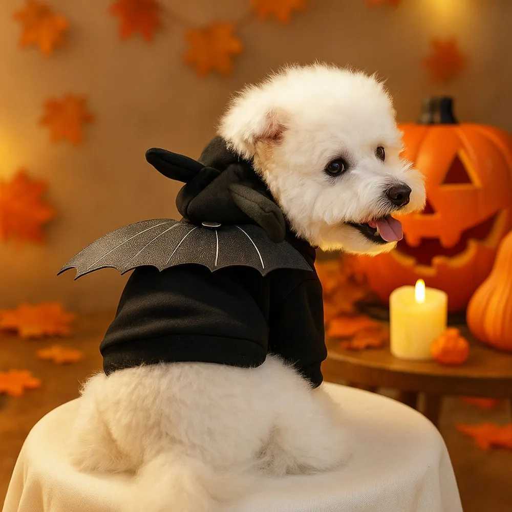 Casual Halloween Pet Clothes Fashion Warm Pet Cosplay Clothes with Wings Soft Dog Bat Hoodie Pet Costume X250928
