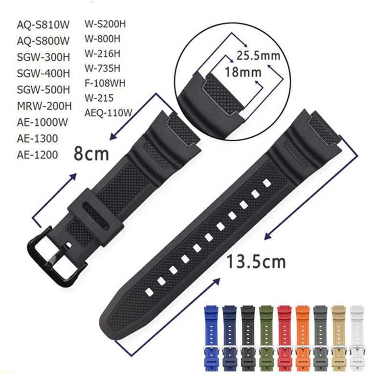 18mm Rubber Watchband For AQS810W S800W AE1000W SGW400H 300H 500H W735H Silicone Strap Wrist Band Bracelet Watch Correa W250928