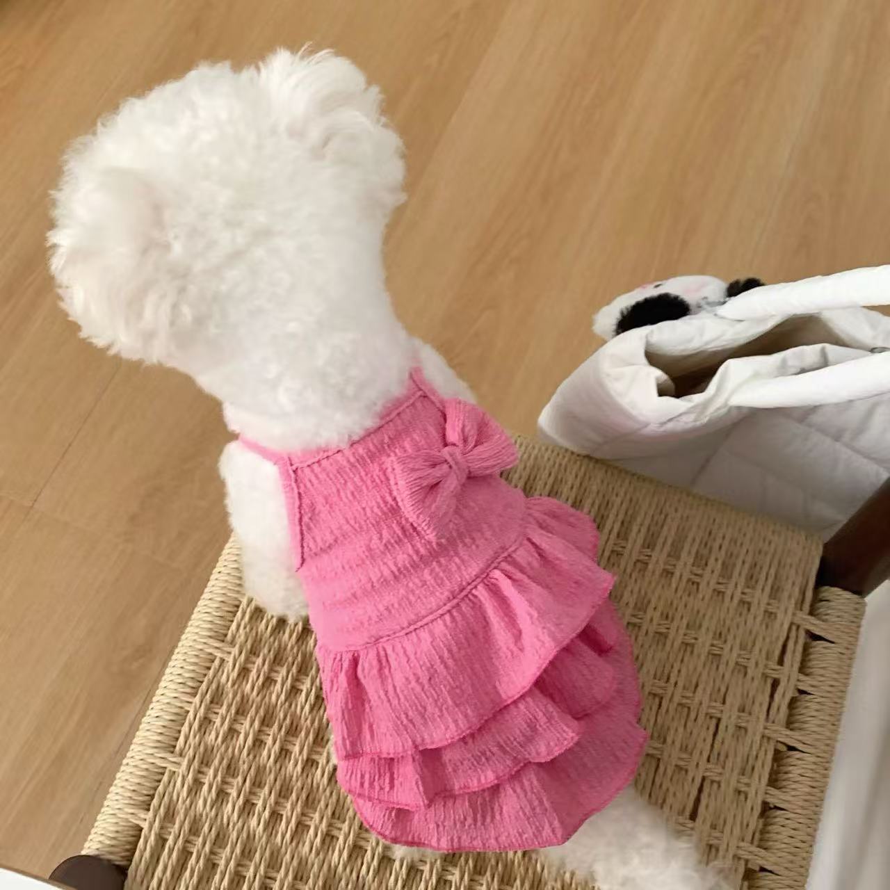 T1355 Dog Clothes Autumn and Winter Cat Small Puppy Small Bichon Teddy Pomeranian Christmas Warm Sleeveless Cotton Skirt