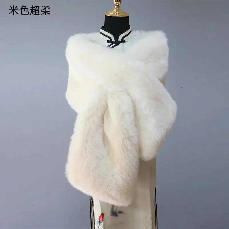32 Colors 16530cm Women Warm Faux Fox Fur Shawl Winter Ladies Plush Scarf Wraps Cloak Coat Wedding Long Cape Scarves 250928