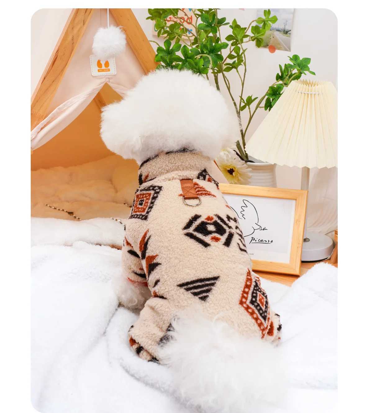 Vintage Bohemian Pet Apparel Plush 4Leg Dog Cat Costume Cozy Winter Animal Jumpsuit with Retro Style X250928