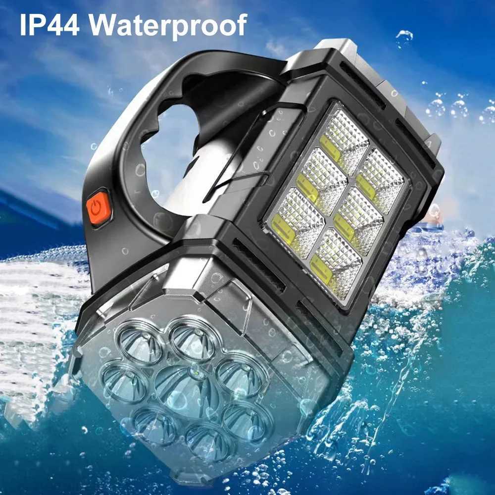 5000mAh Solar LED Flashlight COB Camping Lantern Work Light USB Charging Torch Light Waterproof Portable Searchlight Power Bank C250928