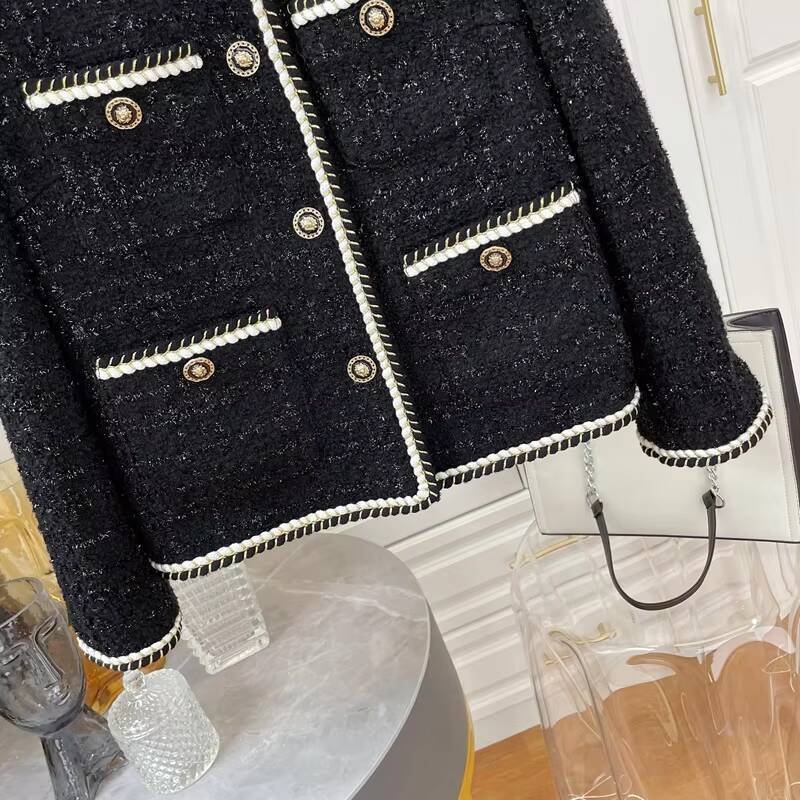 Womens Woolen Cardigan AutumnWinter Boutique Jacket Button Decoration Plus Size Short Coat Loose Socialite Fashion